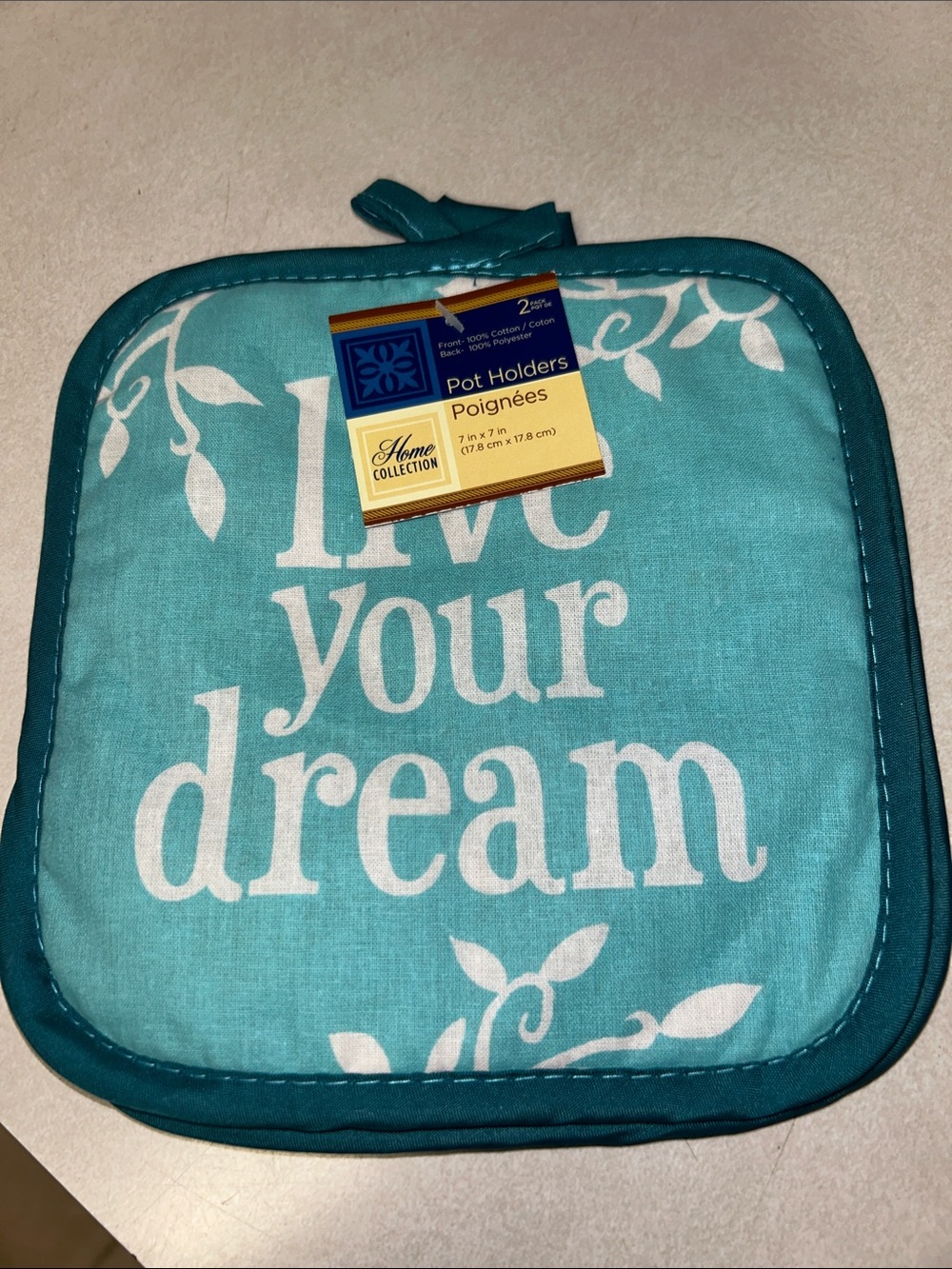 Home Collection Teal and White Quilted 2 pack Pot Holder